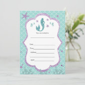 Invitation de sirène à remplir de paillettes viole (Debout devant)
