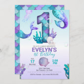 Invitation de sirène avec Queue de sirène (Devant / Derrière)