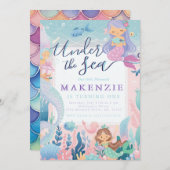 Invitation de sirène d'anniversaire de la mer (Devant / Derrière)