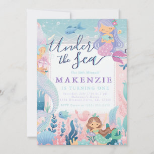 Invitation de sirène d'anniversaire de la mer