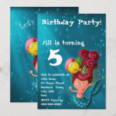 Invitation de sirène de joyeux anniversaire (Devant / Derrière)