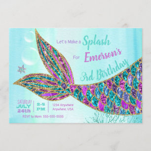 Invitation de sirène de parties scintillantes,