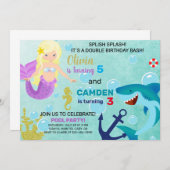 Invitation de Sirène et de requin. (Devant / Derrière)