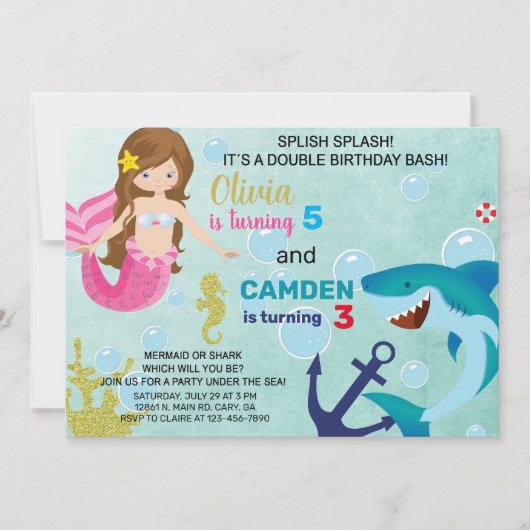 Invitation de Sirène et de requin. (Devant)