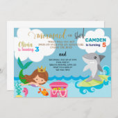 Invitation de Sirène et de requin. (Devant / Derrière)