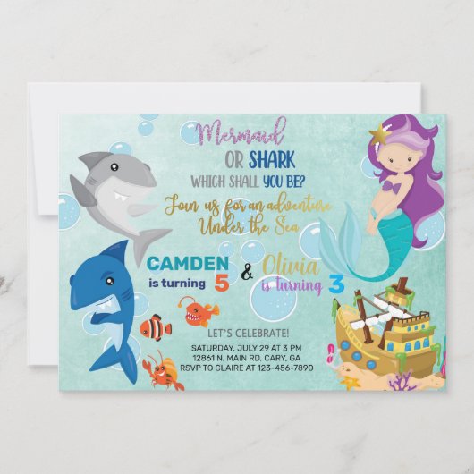 Invitation de Sirène et de requin. (Devant)