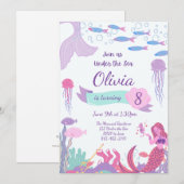 Invitation de sirène, Invitation d'anniversaire de (Devant / Derrière)