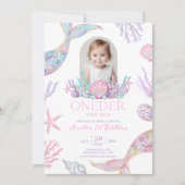 Invitation de sirène modifiable Oneder sous la mer (Devant)