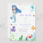 Invitation de sirène pour le 7e anniversaire (Devant)