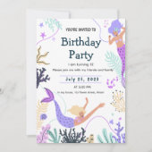 Invitation de Sirène pour un Anniversaire sous la (Devant)