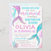 Invitation de Sirène Sirène Invitation d'anniversa (Devant / Derrière)