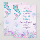 Invitation de sirène sous la mer (Devant / Derrière)