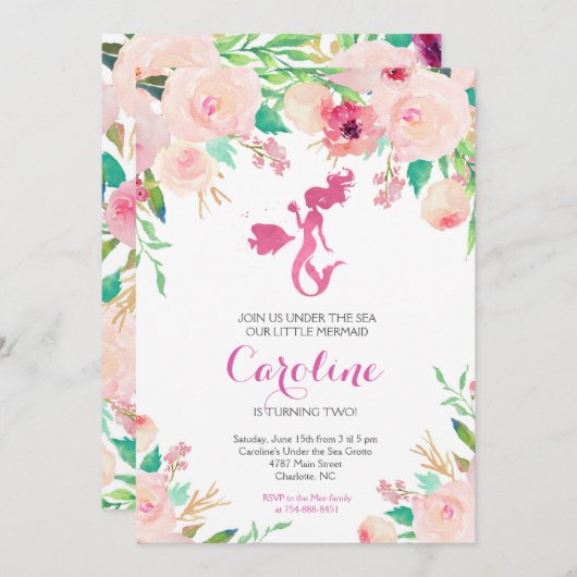 Invitation De Sirène Sous L'Invitation De La Mer (Devant / Derrière)