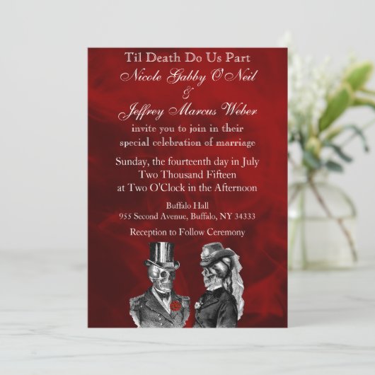 Invitation de Skeleton Skulls Mariage (Debout devant)