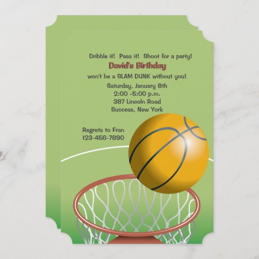 Invitation de Slam Dunk (Devant / Derrière)