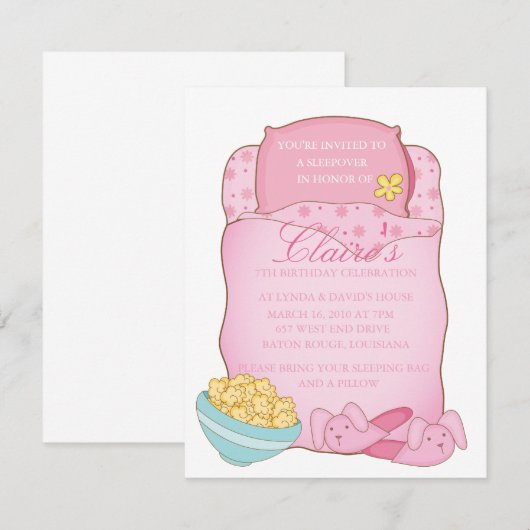 Invitation de Sleepover (Devant / Derrière)
