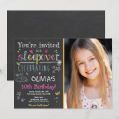 Invitation de Sleepover Fête du bois Pajamas Girl (Devant / Derrière)