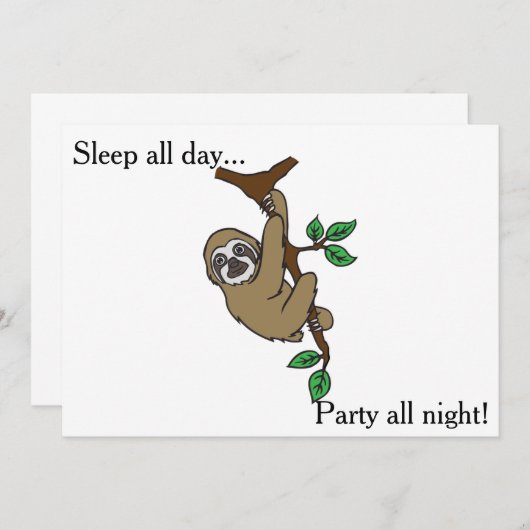 Invitation de Sloth Party (Devant / Derrière)