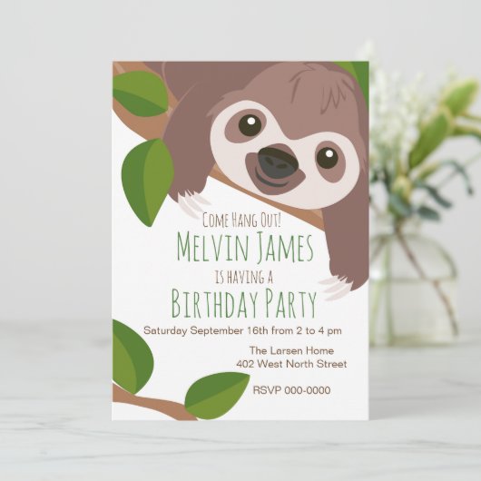 Invitation de Sloth Party (Debout devant)