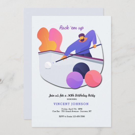 Invitation de snooker (Devant / Derrière)