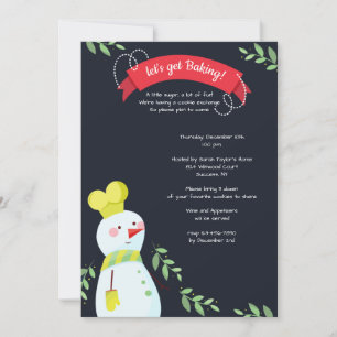 Invitation de Snowman Baker Cookie Exchange Party