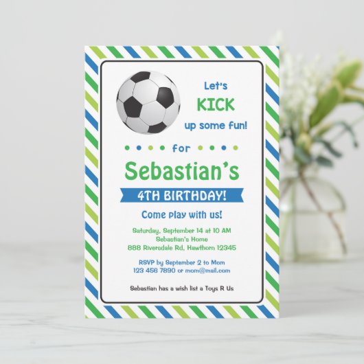 Invitation de soccer / Invitation d'anniversaire d (Debout devant)
