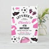 Invitation de soccer rose | Invitations de soccer (Debout devant)