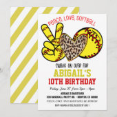 Invitation de softball amour et paix (Devant / Derrière)
