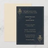 Invitation de soirée à carreaux d'Écosse Navy Or (Devant / Derrière)