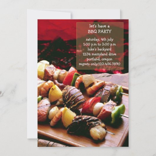 Invitation de soirée barbecue (Devant)