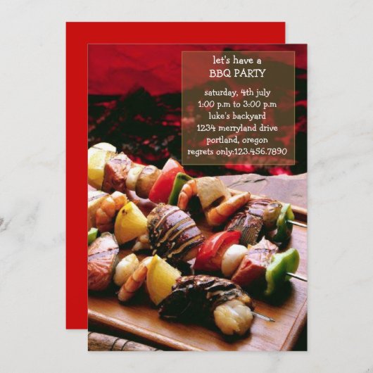 Invitation de soirée barbecue (Devant / Derrière)