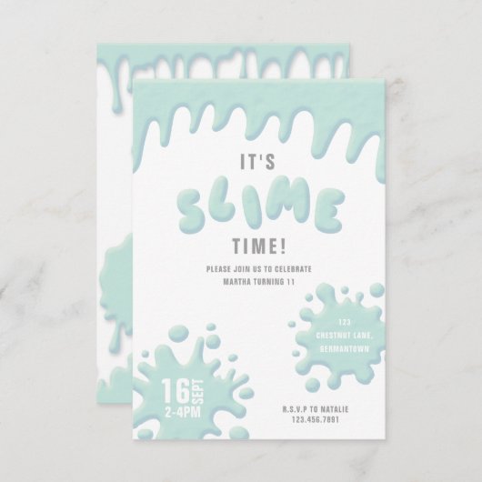 Invitation de soirée bleu turquoise (Devant / Derrière)