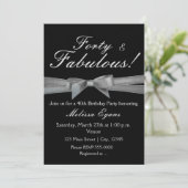 Invitation de soirée chic Black & Silver Bow Party (Debout devant)
