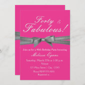 Invitation de soirée chic rose chaud et argent (Devant / Derrière)