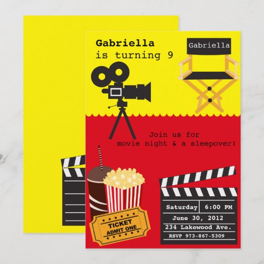 Invitation de soirée cinéma (Devant / Derrière)