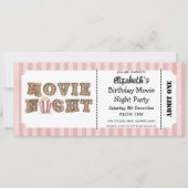 Invitation de soirée cinéma pour anniversaire rose (Devant)