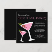 Invitation de soirée Cocktail Pink Martini (Devant / Derrière)