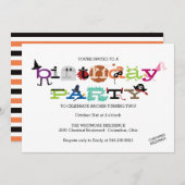 Invitation de soirée costume pour la fête d'annive (Devant / Derrière)