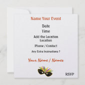 Invitation de soirée costumée par SRF (Dos)