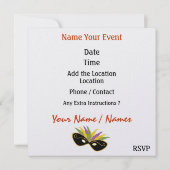 Invitation de soirée costumée par SRF (Dos)