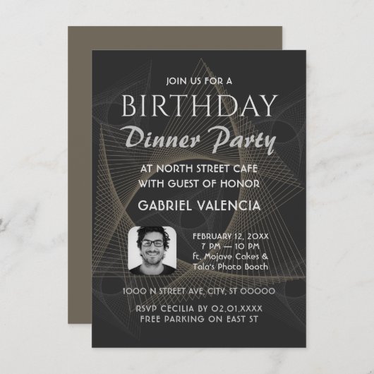 Invitation de soirée d'anniversaire géométrique (Devant / Derrière)