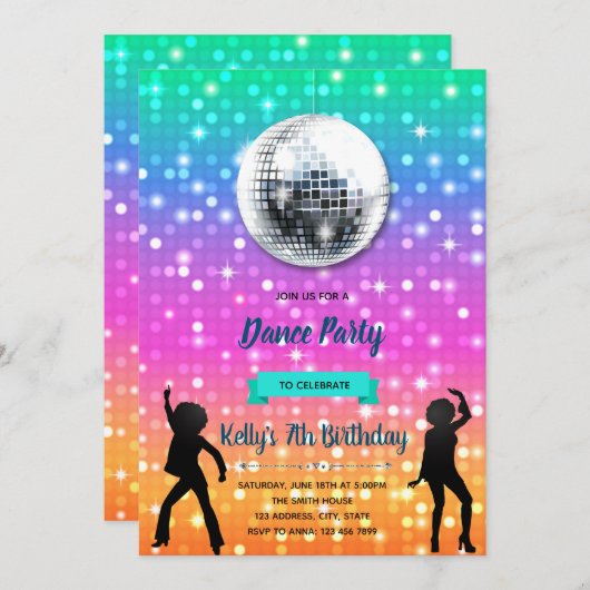 Invitation de soirée dansante de disco (Devant / Derrière)