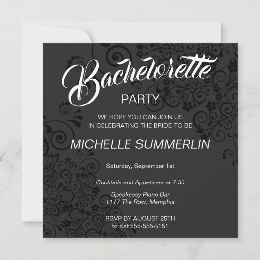 Invitation de soirée de bachelorette frontière élé (Devant)