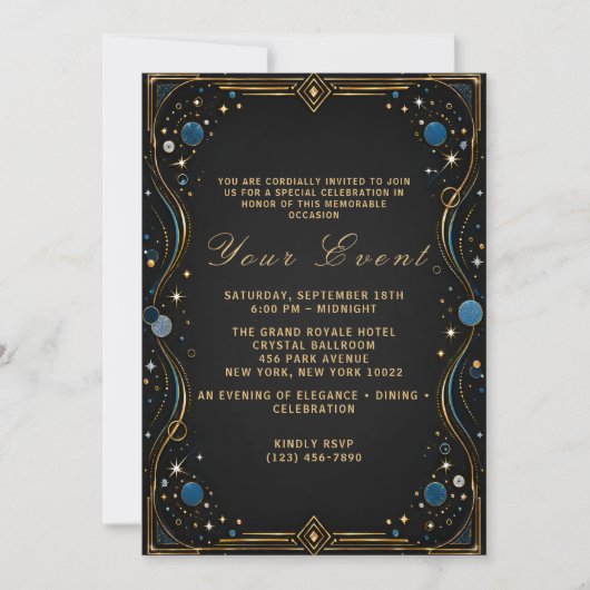 Invitation de soirée de fête de luxe pour une soir (Devant)