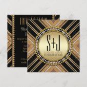 Invitation de soirée de gala noir et or de style A (Devant / Derrière)