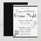Invitation de soirée de jeu rétro noir et blanc (Devant / Derrière)