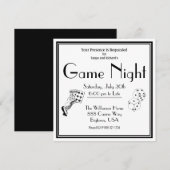 Invitation de soirée de jeux noir et blanc (Devant / Derrière)