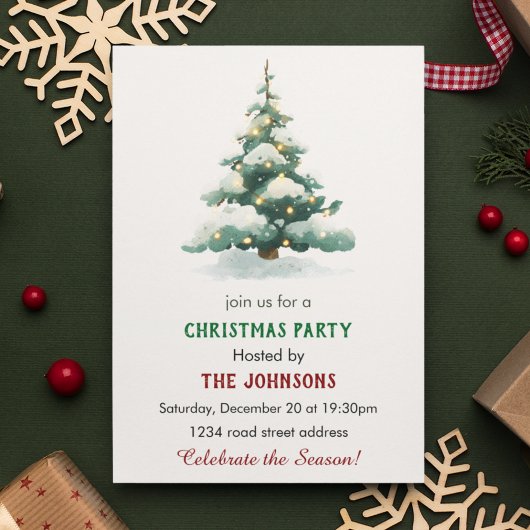 Invitation de soirée de Noël autour d'un arbre de