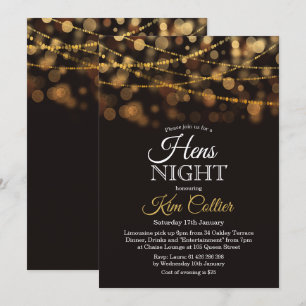 Invitation de soirée de poules lumières scintillan