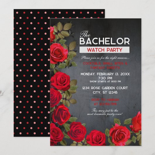 Invitation de soirée de visionnage de Bachelor la (Devant / Derrière)